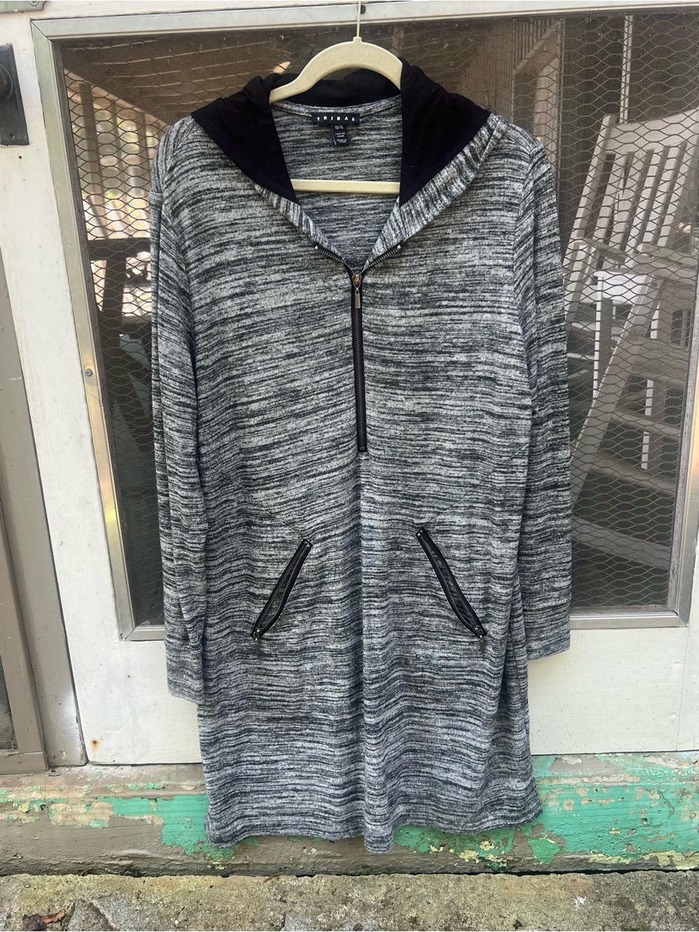 Tribal  Gray Hooded Long-Sleeve Knit Dress